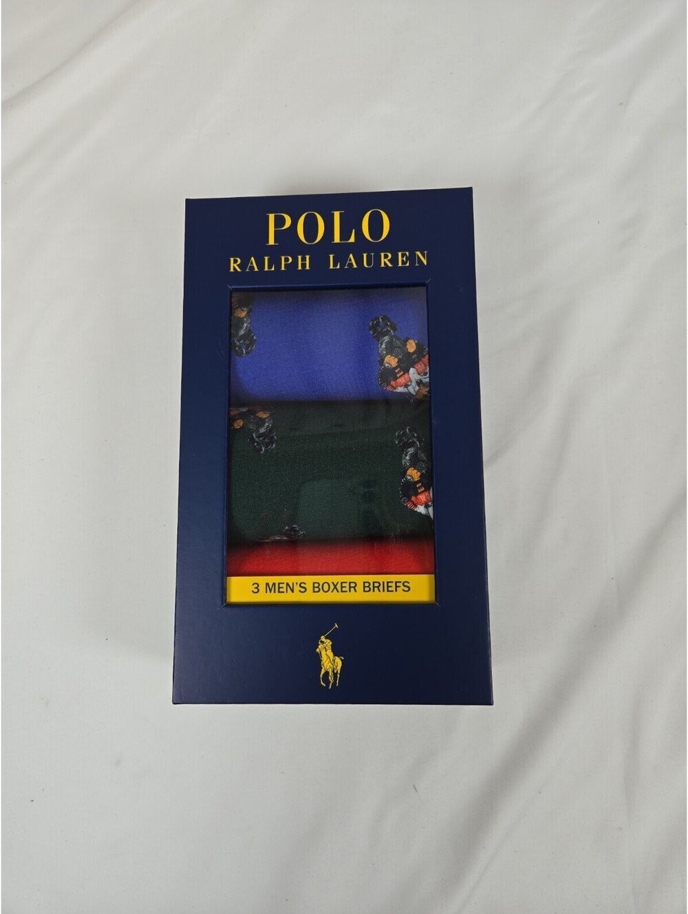 Polo Ralph Lauren Boxer Briefs Men Sz L Bear Red/blue/greenHoliday (3-Pack)